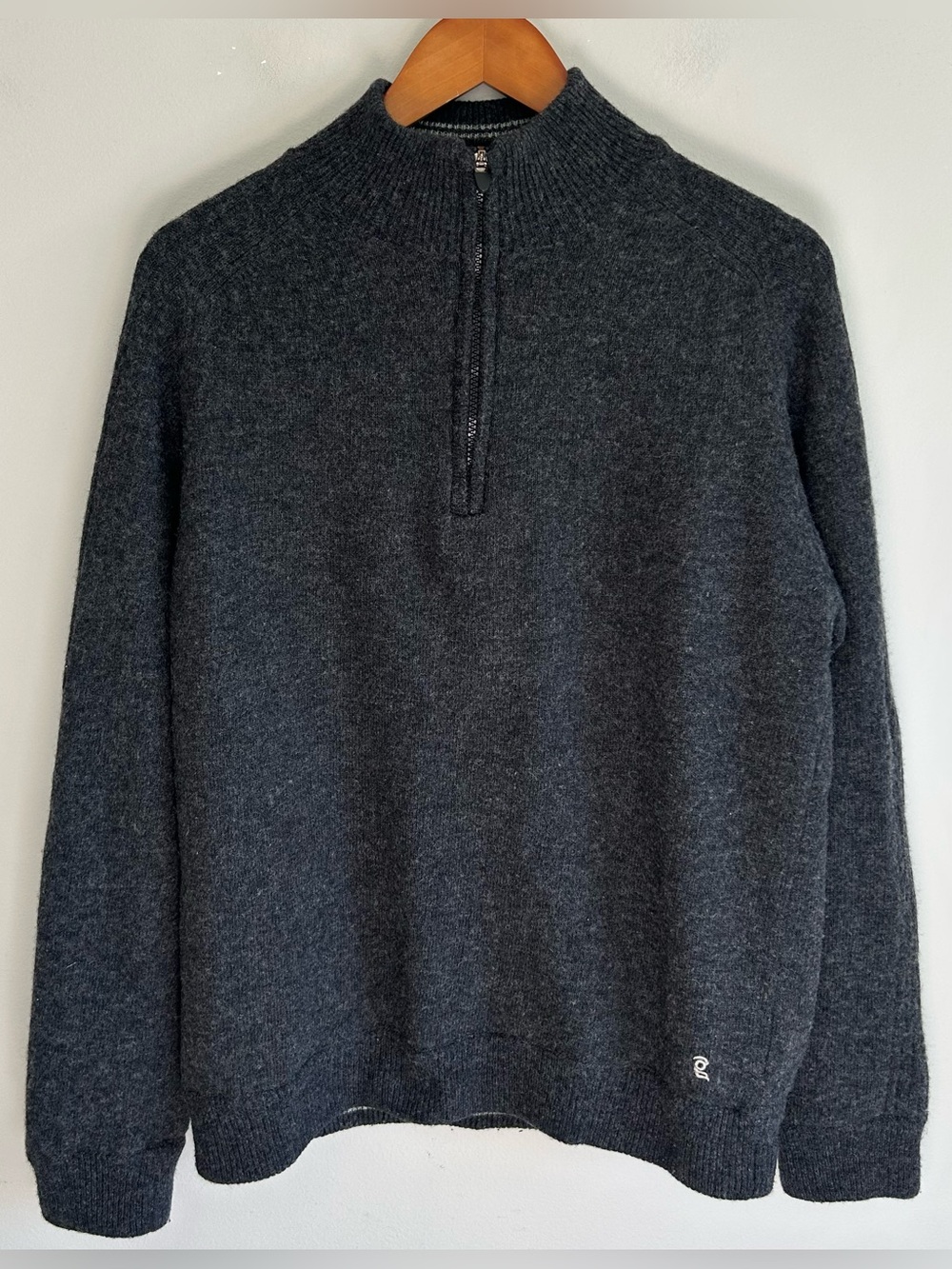 Glenbrae Men’s 1/4 Zip Sweater Size M Golf Dark Gray Wool Stretch Lined